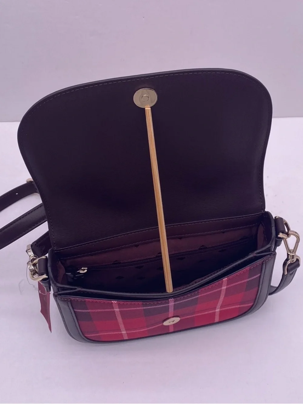 Kate Spade New York BLAKE PLAID SADDLE  CROSSBODY BAG